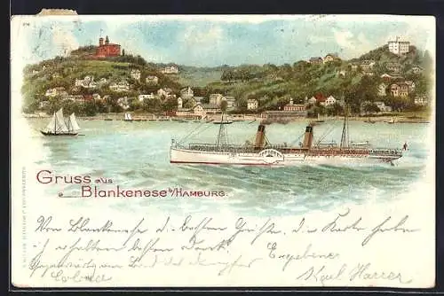 Lithographie Hamburg-Blankenese, Panorama