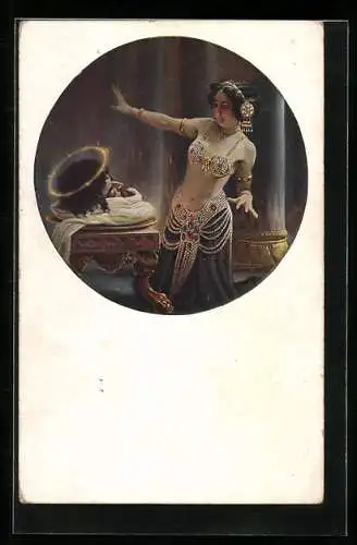 Künstler-AK sign. Ladislaus Ismailowitsch: Salome, Fille de Hérodiade, Russische Kunst