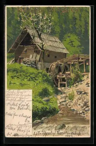 Künstler-AK Alfred Mailick: Wassermühle in idyllischer Landschaft