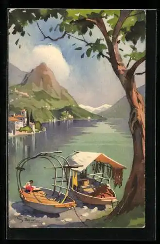 Künstler-AK S. Bonelli: Lago di Lugano