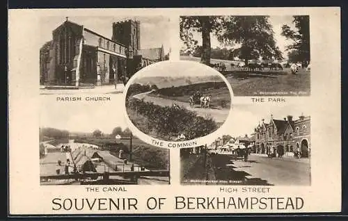 AK Berkhampstead, Parish Church, Hich Street and the Canal