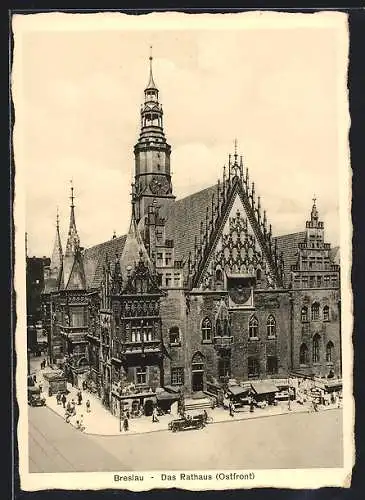 AK Breslau, Rathaus aus der Vogelschau, Ostfront