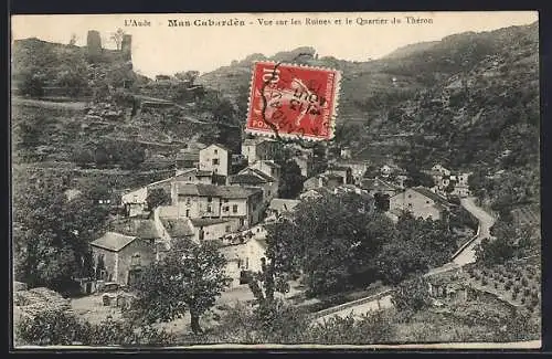 AK Mas-Cabardès, Vue sur les Ruines et le Quartier du Théron