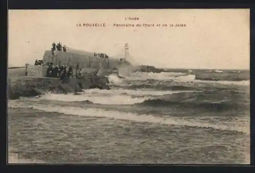 AK La Nouvelle, Panorama du Phare et de la Jetée