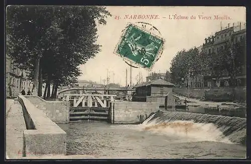 AK Narbonne, L`Écluse du Vieux Moulin