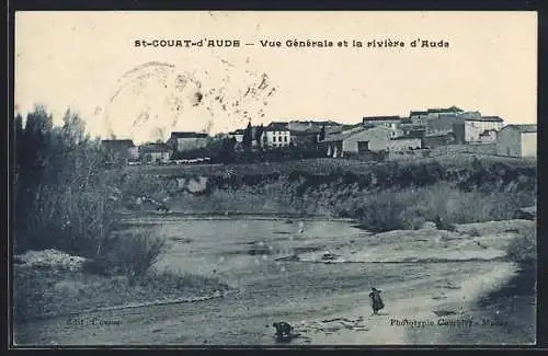 AK St-Couat-d`Aude, Vue générale et la rivière d`Aude