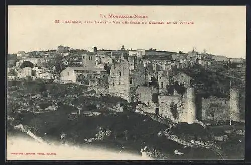 AK Saissac, Vue générale du château et du village