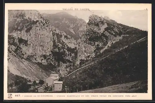 AK Gorges de St-Georges, l`usine électrique et son grand tuyau de descente près Axat