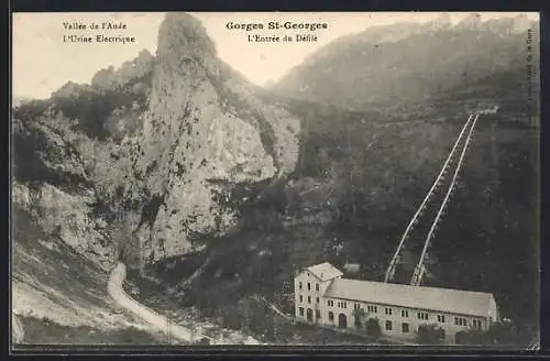 AK Gorges St-Georges, Vallée de l`Aude, L`Usine Electrique et l`Entrée du Défilé