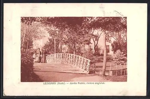 AK Lézignan, Jardin Public, rivière anglaise