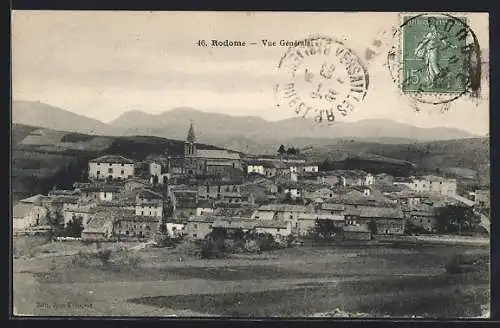 AK Rodome, Vue générale du village avec collines en arrière-plan