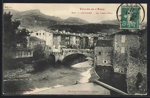 AK Quillan, Le vieux pont et vue sur la vallée de l`Aude