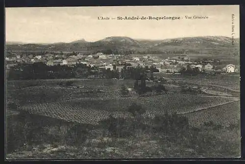 AK St-André-de-Roquelongue, Vue générale du village avec collines en arrière-plan