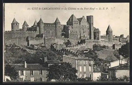 AK Carcassonne, Le Chateau vu du Pont-Neuf