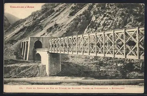 AK Carcassonne, Pont du Chemin de fer et Tunnel de Bourrec