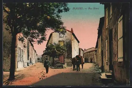 AK Fleury, Rue Neuve avec passants et charrette