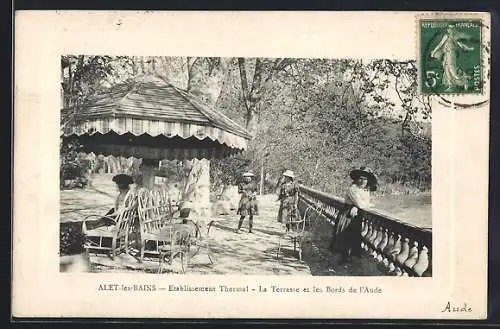 AK Alet-les-Bains, Établissement Thermal, La Terrasse et les Bords de l`Aude