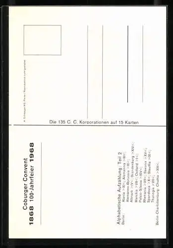 AK Coburger Convent, II. Farbentafel der Korporationen, Suevia Jena-Breslau zu Hamburg, studentische Szene