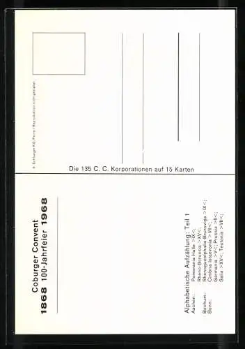 AK Coburger Convent, I. Farbentafel der Korporationen, Merovingia Darmstadt, Palatia Tübingen, studentische Szene