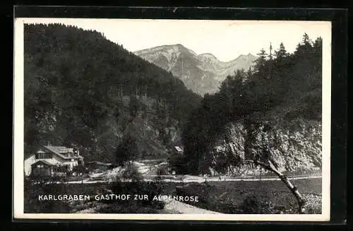 AK Neuberg a. d. Mürz, Karlgraben mit Gasthof Zur Alpenrose, Bes. Rudolf Blanik