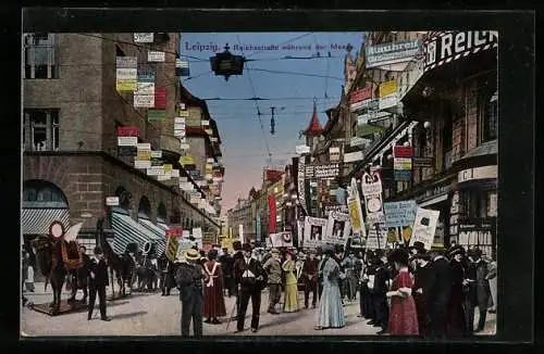 AK Leipzig, Reichsstrasse während der Messe