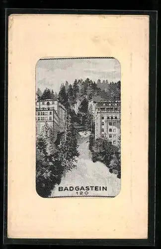 Seiden-AK Badgastein, Ortspartie am Waldrand