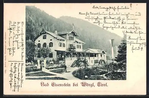 AK Bad Eisenstein bei Wörgl, Gasthaus mit Garten