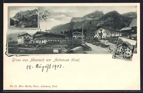 AK Maurach am Achensee, Gasthaus und Ortspartie