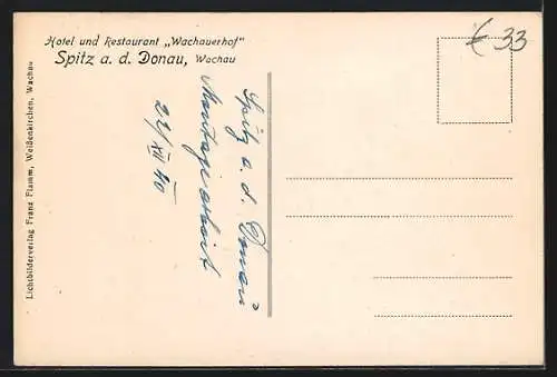 AK Spitz a. d. Donau, Hotel und Restaurant Wachauerhof