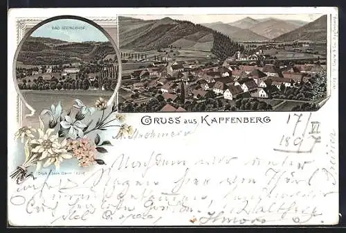 Lithographie Kapfenberg, Bad Steinerhof und Panorama