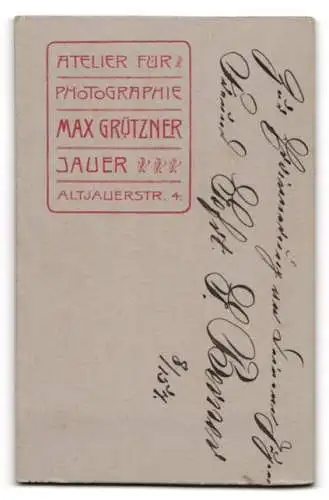 Fotografie Max Grützner, Jauer, Altjauerstrasse 4, G. Berner in Soldatenuniform