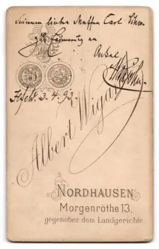 Fotografie Albert Wigand, Nordhausen, Morgenröthe 13, Heinrich im Jahr 1893