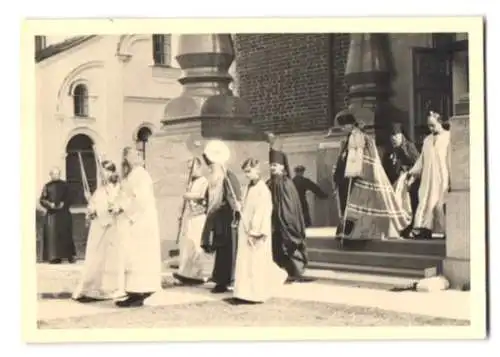 7 Fotografien unbekannter Fotograf, Ansicht Walaam / Karelien, Kloster, Klosterkirche, Kapelle, Orthodoxe Geistliche u.a