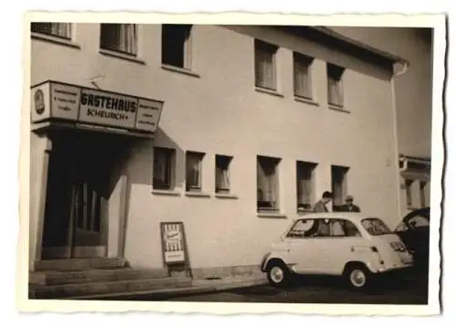 16 Fotografie Ansicht Töpen, Reise mit BMW 600 Kennzeichen B-KH 433, Mechaniker, Reifenwechsel, Gasthaus