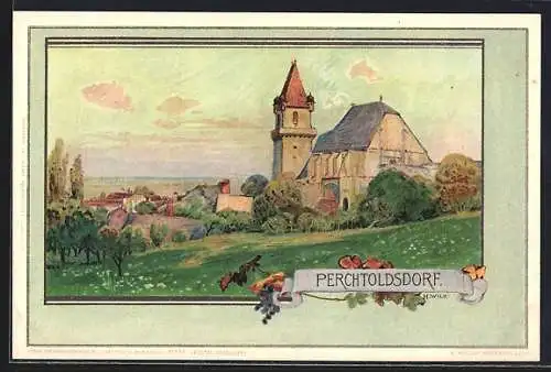 Künstler-AK Perchtoldsdorf, Teilansicht