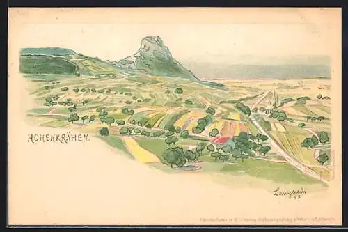 Künstler-AK Duchtlingen, Hohenkrähen, Landschaftspanorama