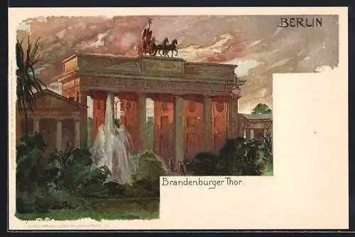 Künstler-AK Heinrich Kley: Berlin, Blick zum Brandenburger Tor