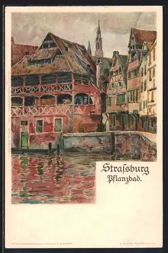 Künstler-AK F. Hoch: Strassburg, Pflanzbad