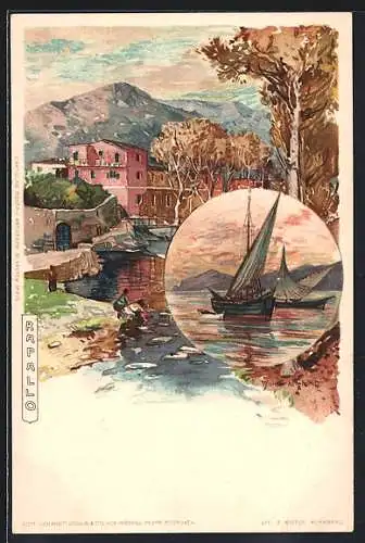 Künstler-AK Manuel Wielandt: Rapallo, Panorama