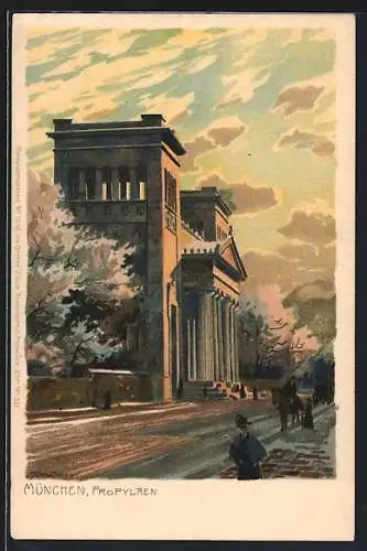 Künstler-AK Zeno Diemer: München, Propyläen bei Dämmerung