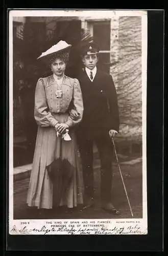 AK The King of Spain and his Fiancee Princess Ena of Battenberg