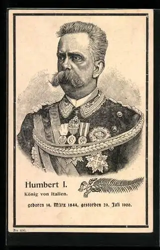 AK Humbert I., König von Italien, Trauerrand