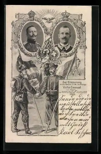 AK Kaiser Wilhelm II. und König Victor Emanuel von Italien in Berlin 1902