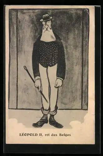 Künstler-AK Karikatur, Leopold II, roi des Belges