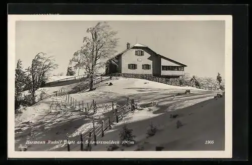 AK Hermann-Rudolf-Hütte, Schwarzwaldeck, Ansicht im Winter