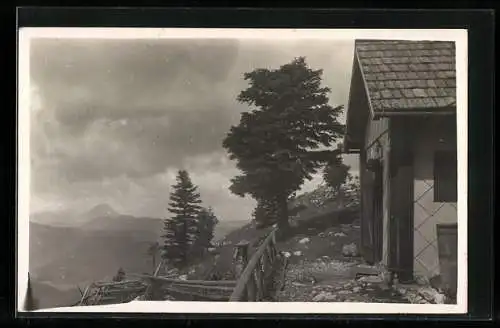 Foto-AK Türnitzer Hütte, Teilansicht mit Eingang