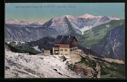 AK Spannagelhaus, Blick zur Berghütte