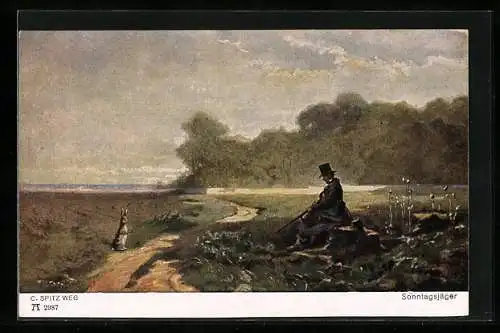 Künstler-AK Carl Spitzweg: Sonntagsjäger