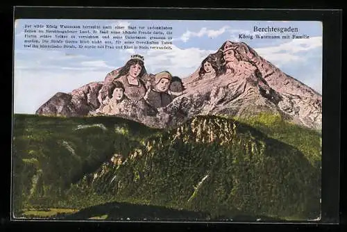 AK Berchtesgaden, König Watzmann mit Familie, Berggesichter