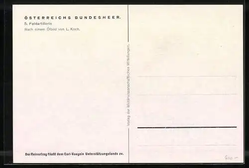 Künstler-AK Ludwig Koch: Feldartillerie des österr. Bundesheeres